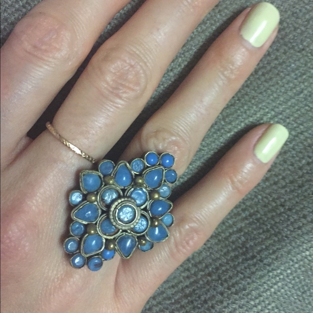 Vintage Stone Ring- Adjustable in size